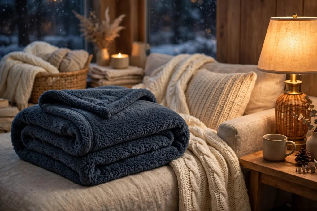 Cozy gifts — folded sherpa throw blanket