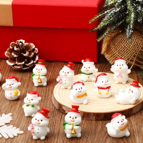 45Pcs Christmas Mini Resin Snowman 9 Styles Mini Figuriness With Hat Xmas Miniature Snowman For Festival DIY Village ... - Image 2