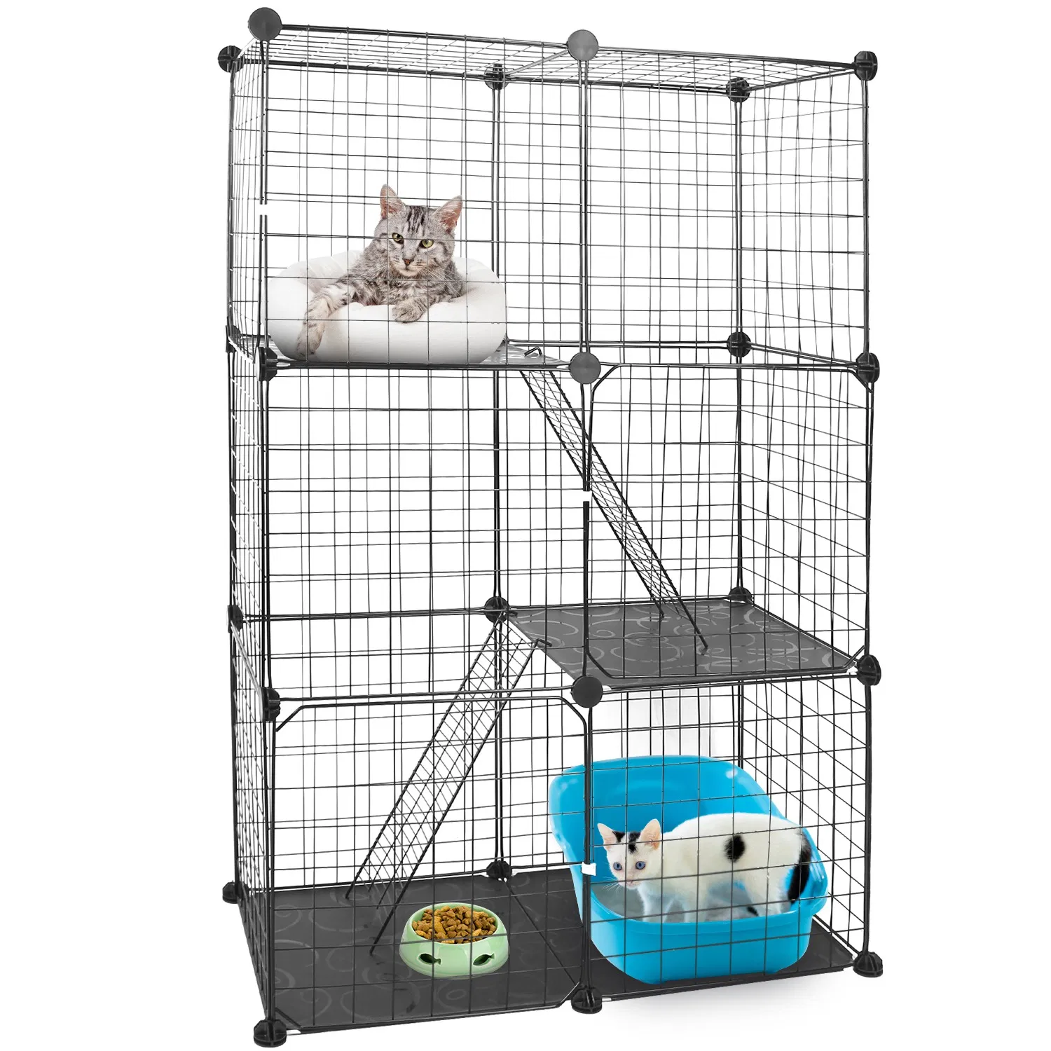 3 Tier Cat Playpen Cage Metal Indoor Cat House Detachable Kitten House - Image 7
