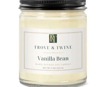 Vanilla Bean hand-poured soy candle, 9 oz — Trove & Twine secret santa gift