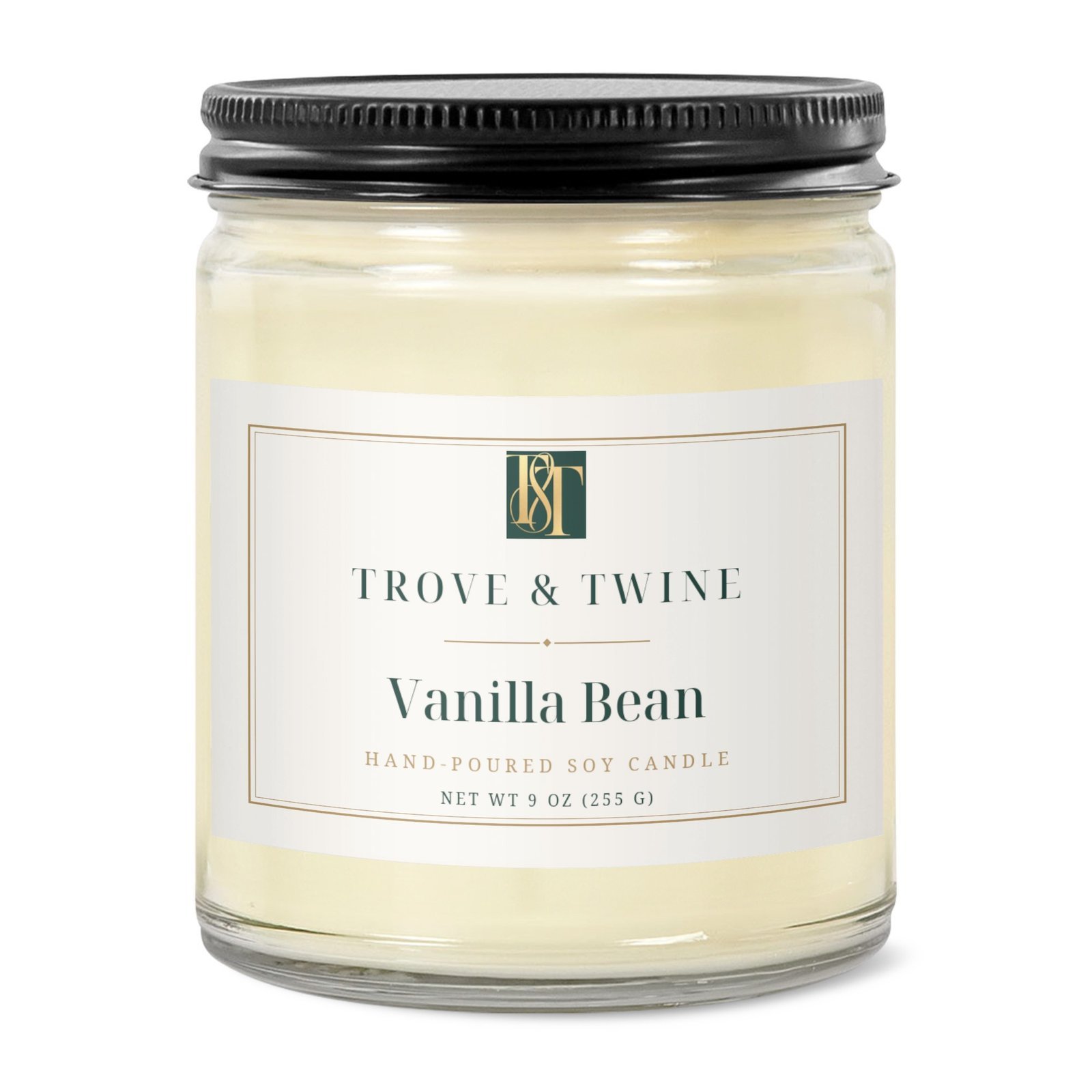 Vanilla Bean hand-poured soy candle, 9 oz — Trove & Twine secret santa gift