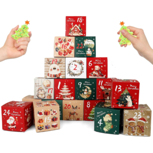 24Pcs Christmas Advent Calendar Boxes, DIY Countdown Gift Set