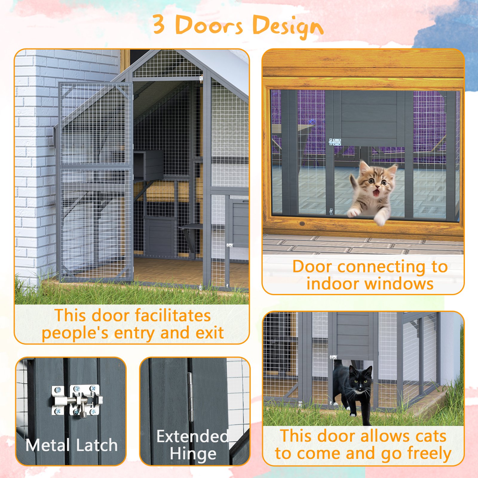 Large Outdoor Cat House, 28ft² Luxury Wooden Cat Run Enclosure Walk in - Image 6