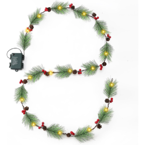 6FT Christmas Garland With Lights, 25 LED,9 Modes