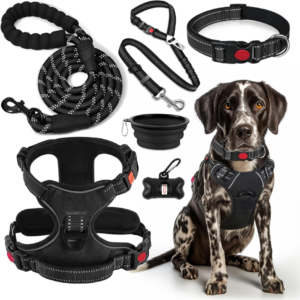 No Pull Dog Harness, Collar & Leash Set, Adjustable Pet Walking Set Wi