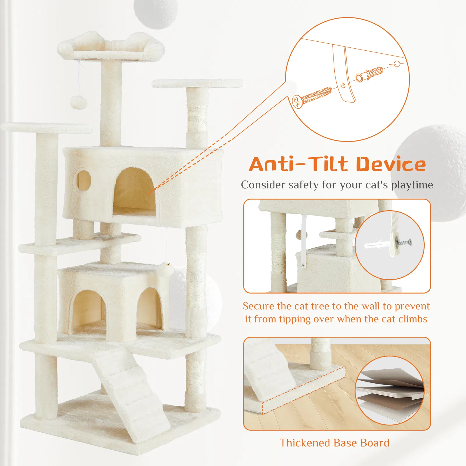 Multi-functional cat tree house cat climbing frame, lounge and recreat - Image 5