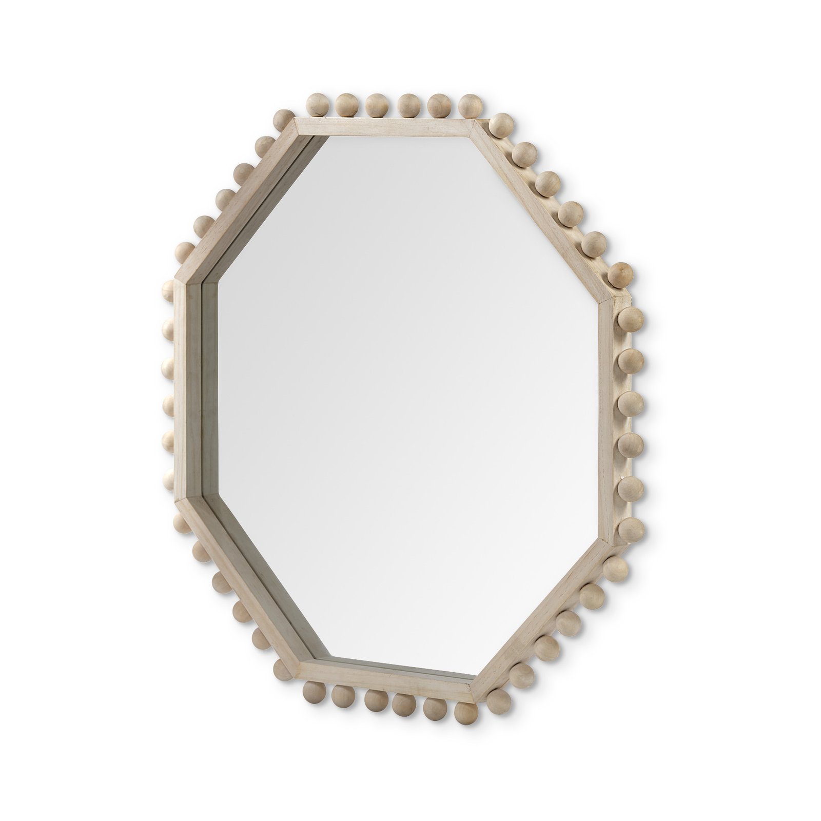 Natural Wood Octagon Beaded Accent Mirror — 33" - Image 4