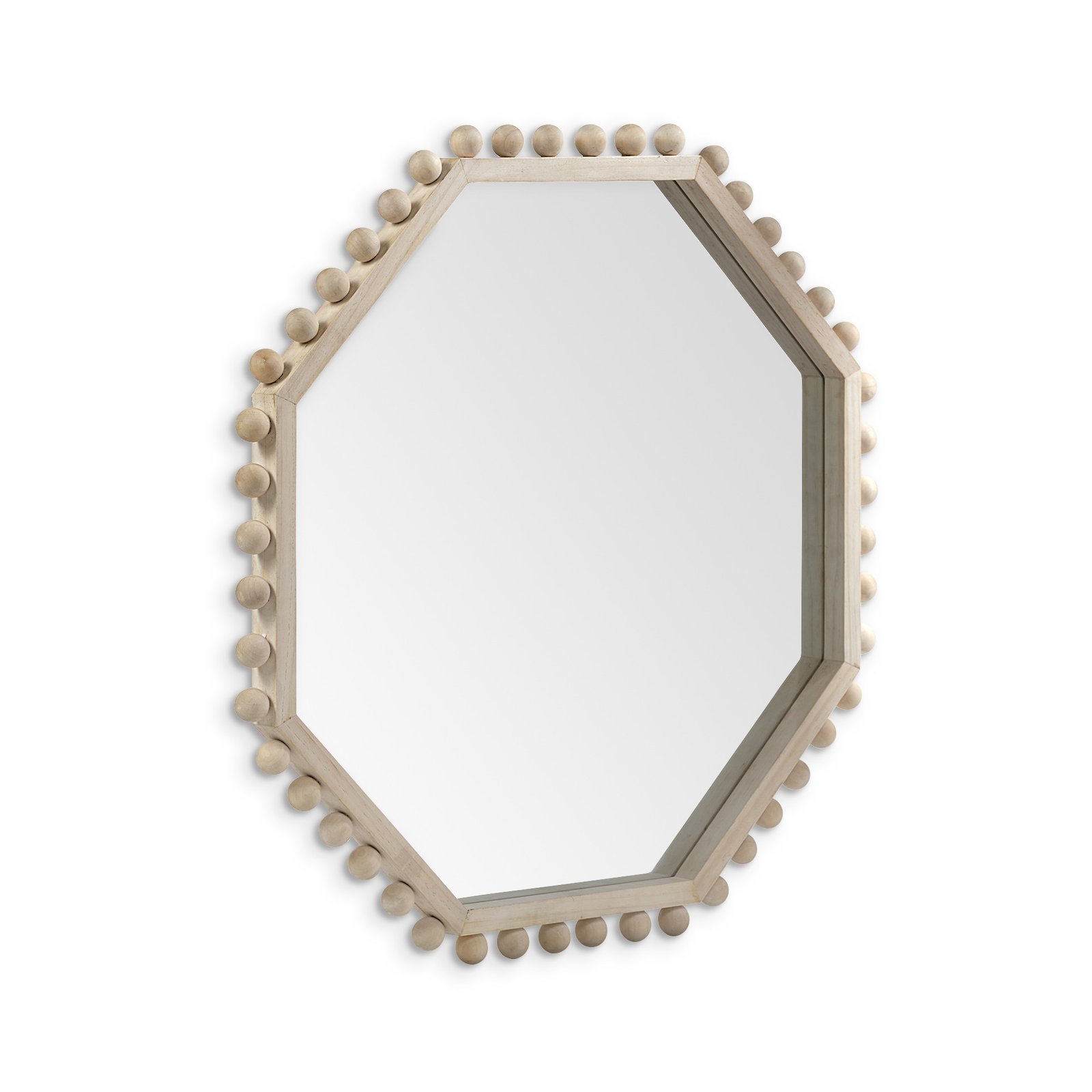 Natural Wood Octagon Beaded Accent Mirror — 33" - Image 5