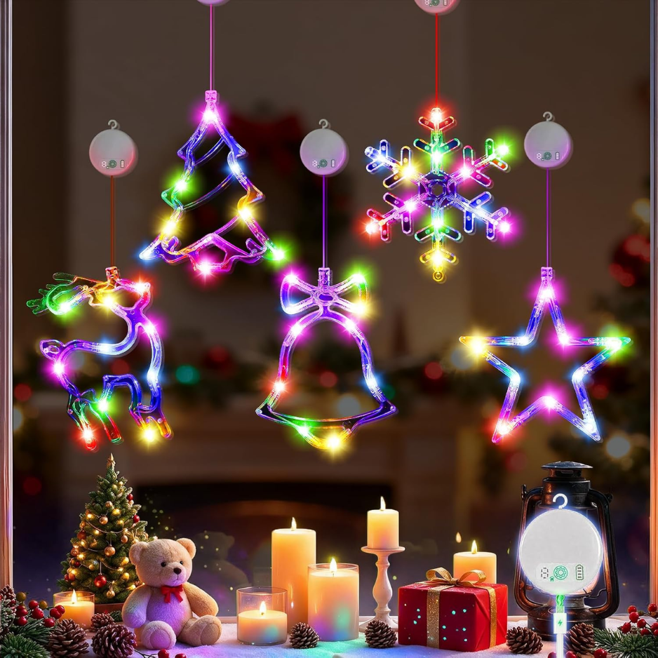 Christmas Decorations, 5 Pack Rechargeable Christmas Window Lights Christmas Window Decorations, USB C Rechargeable, ...