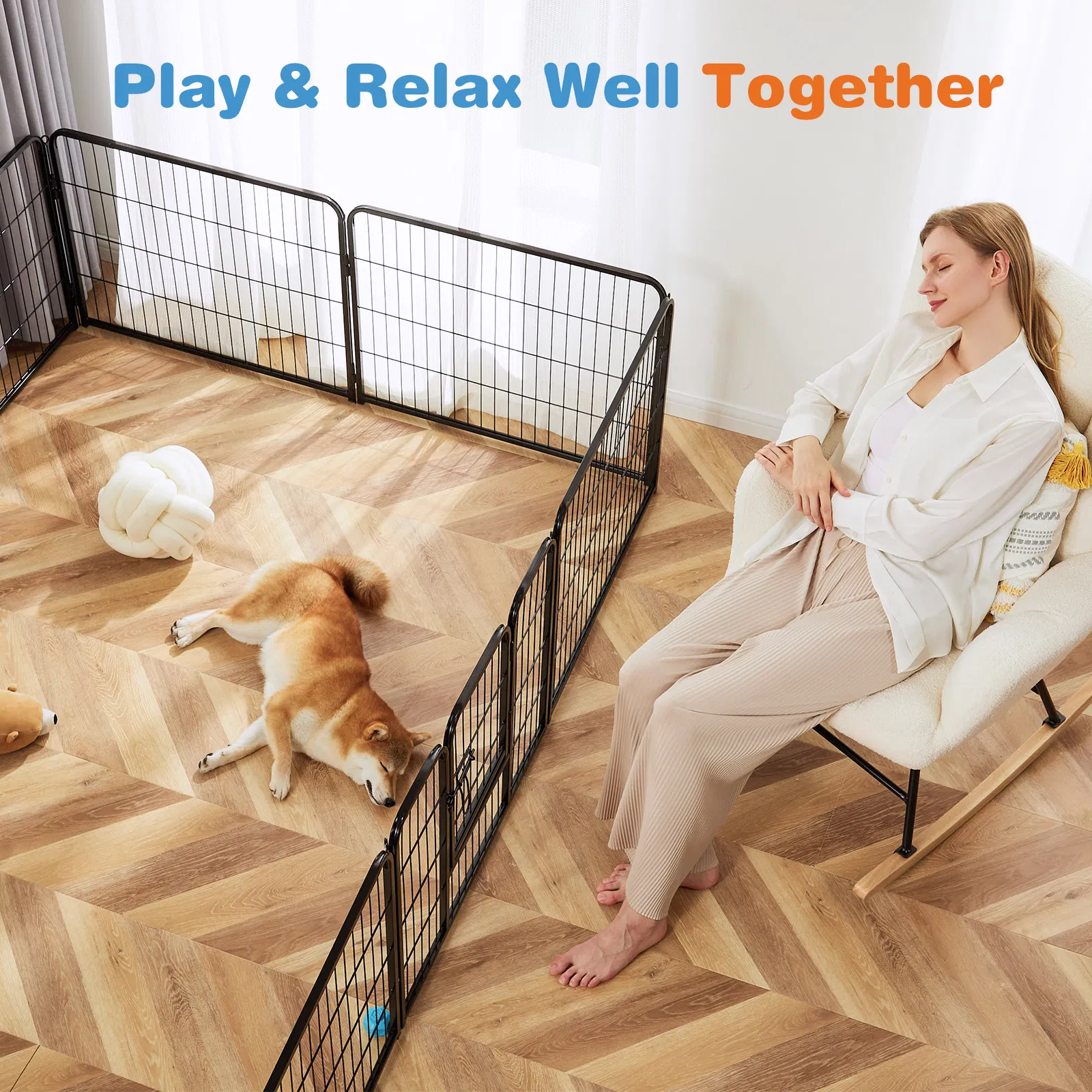 Dog Playpen Indoor Fence Height Metal Exercise Pen with Door Small Pup - Image 4