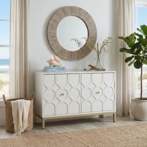 White Carved Geometric Sideboard — 40"