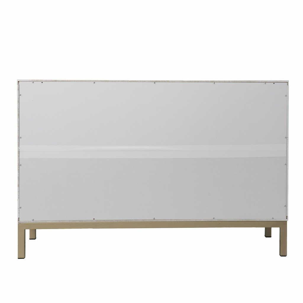 White Carved Geometric Sideboard — 40" - Image 5