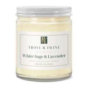 White Sage & Lavender hand-poured soy candle (9 oz)