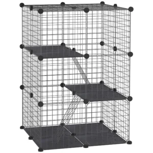 39 Pcs Small Animal Cage Bunny Hutch Portable Metal Wire with Ramps fo
