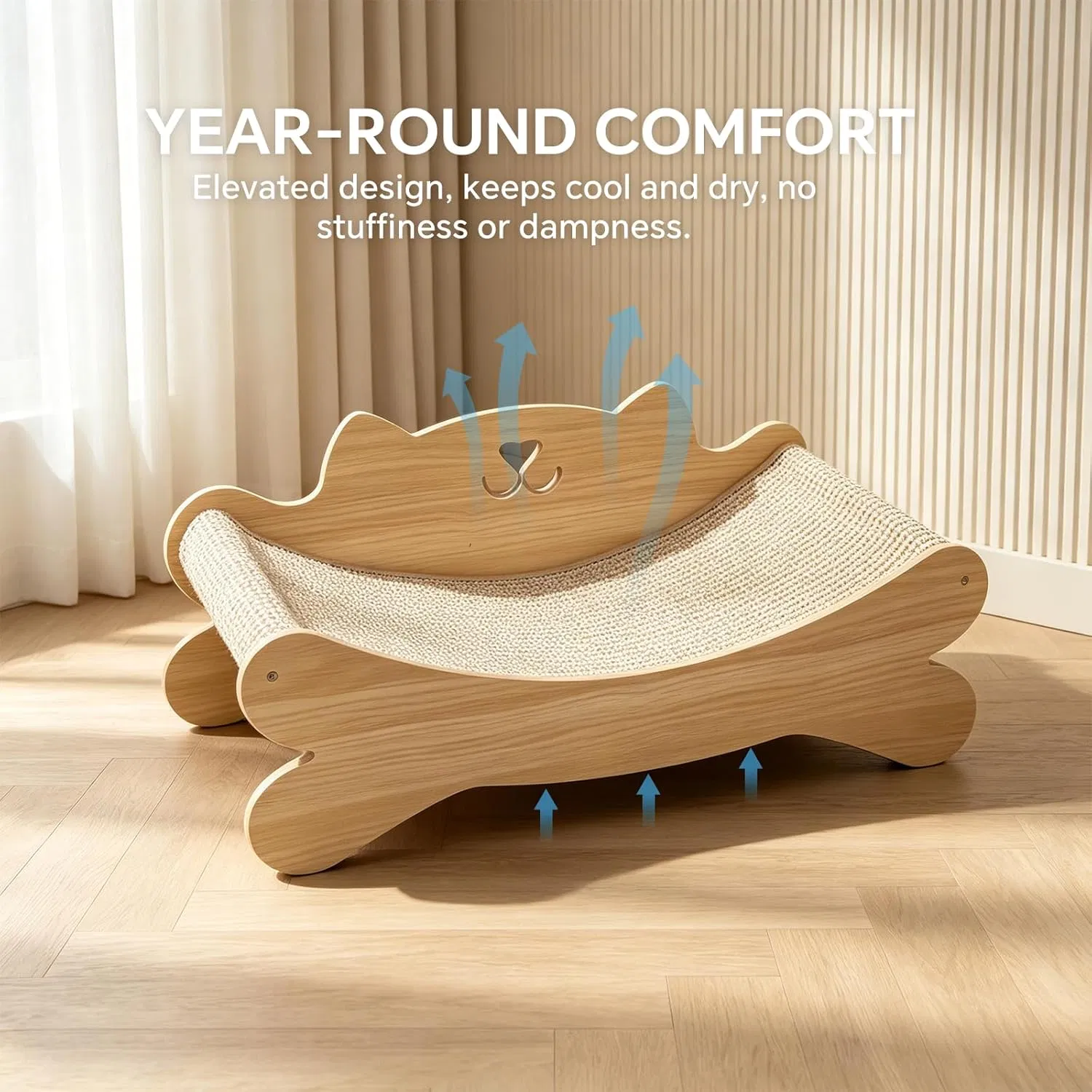 Cat Scratcher Bed for Indoor Cats Kitten Bed Cat Hammock with Solid Wo - Image 2