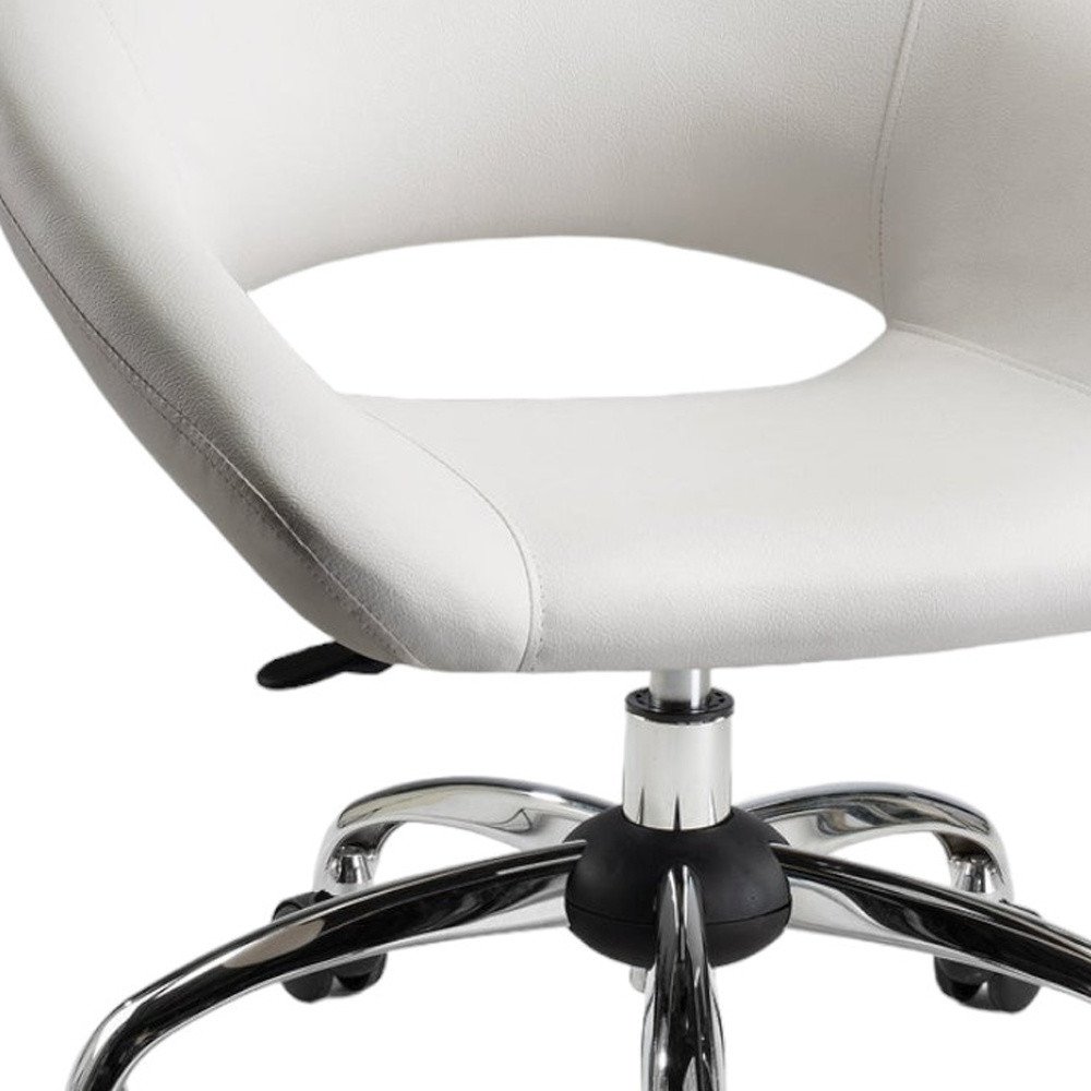 Modern white home office chair with steel frame