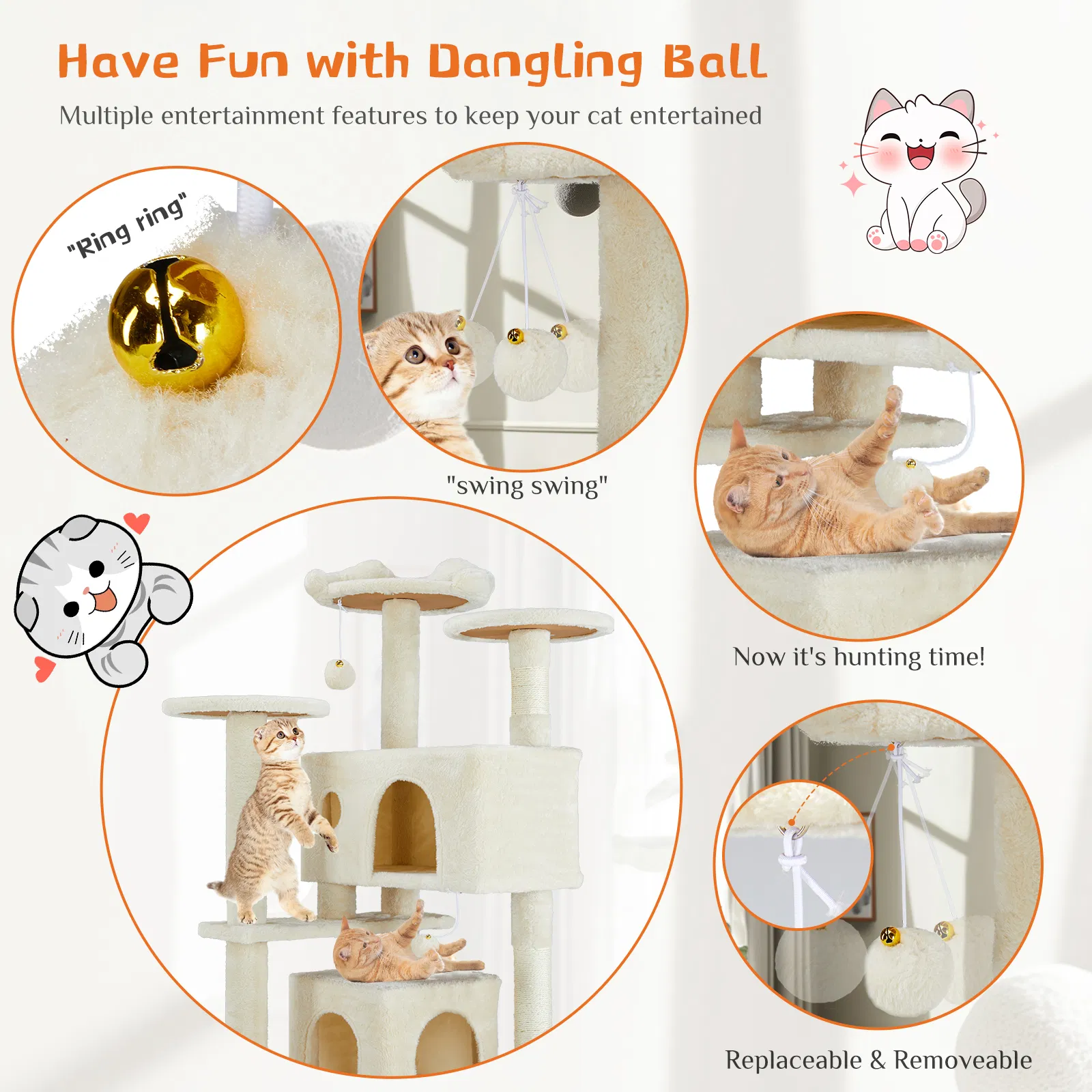 Multi-functional cat tree house cat climbing frame, lounge and recreat - Image 8