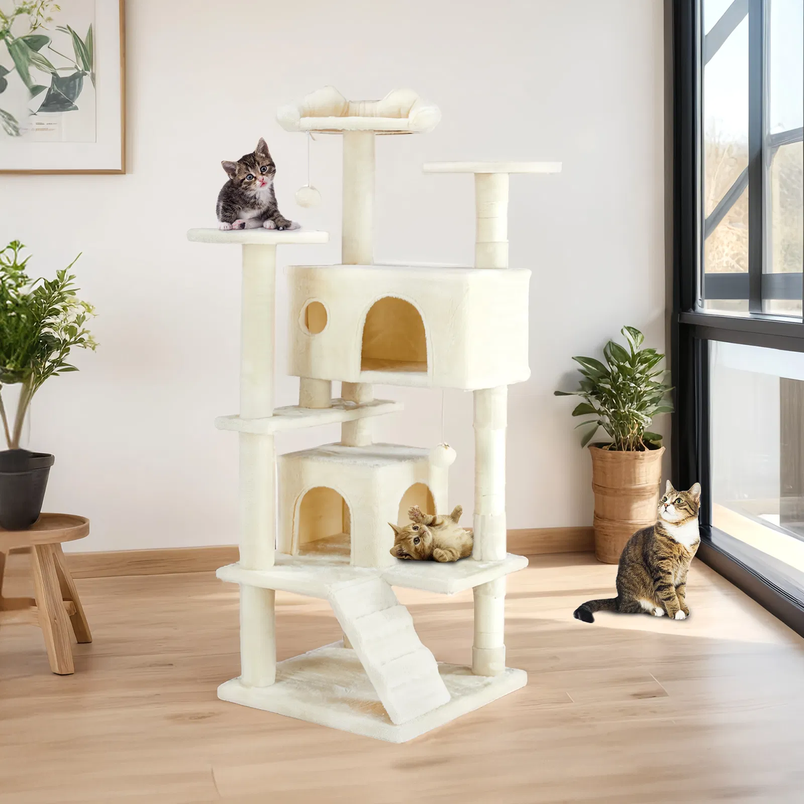 Multi-functional cat tree house cat climbing frame, lounge and recreat - Image 3