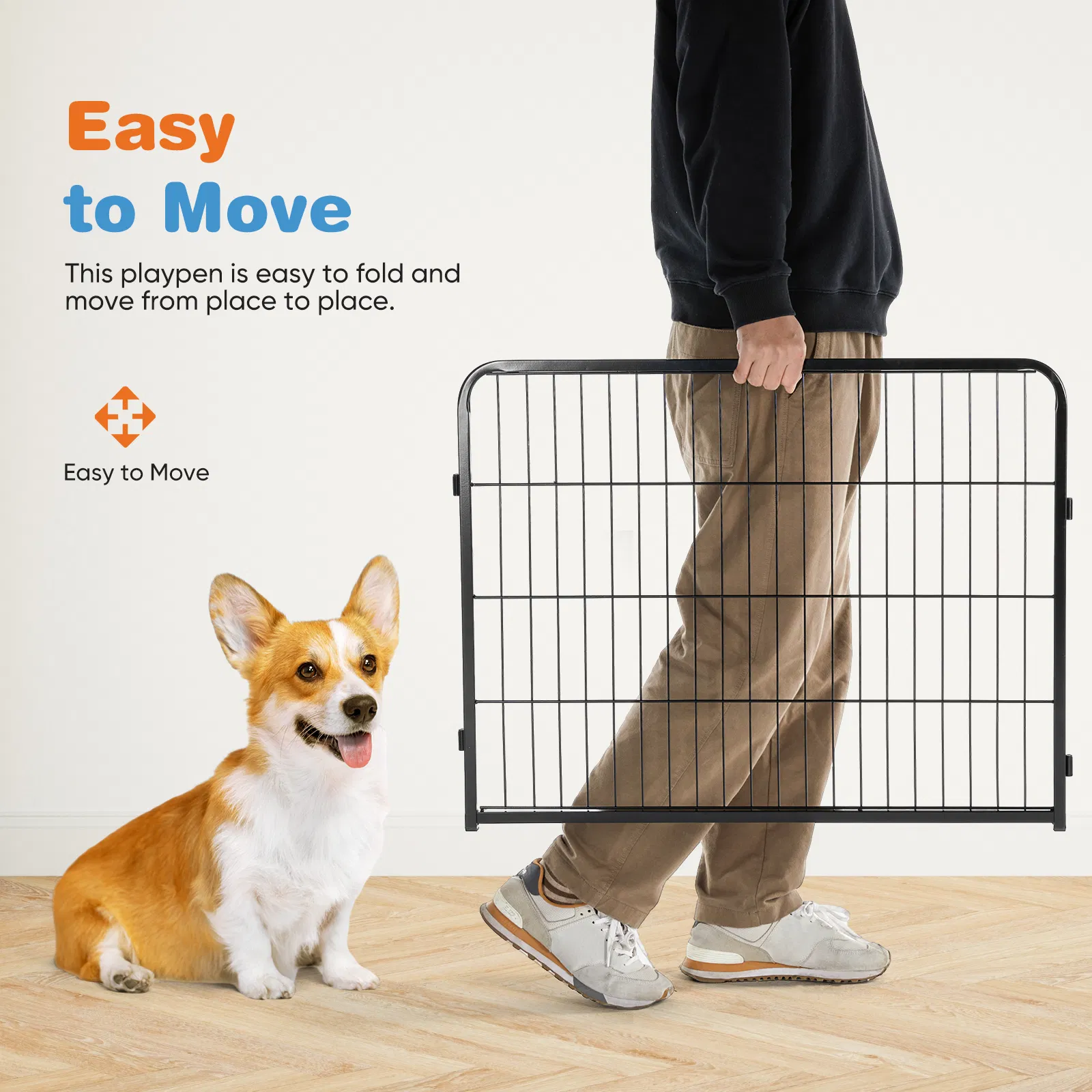 Dog Playpen Indoor Fence Height Metal Exercise Pen with Door Small Pup - Image 5
