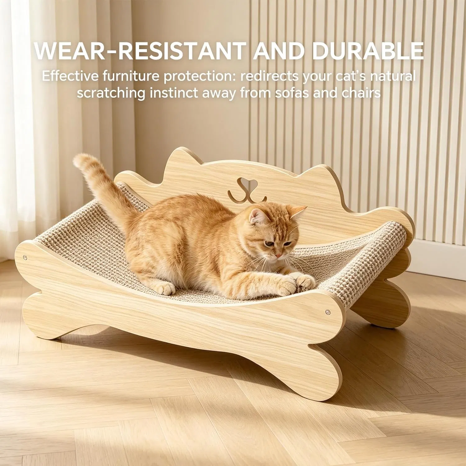 Cat Scratcher Bed for Indoor Cats Kitten Bed Cat Hammock with Solid Wo - Image 6