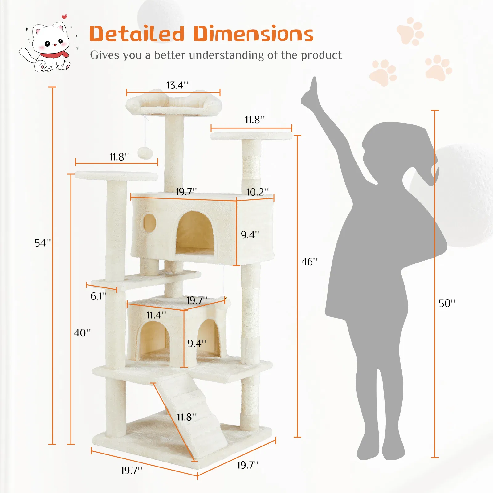 Multi-functional cat tree house cat climbing frame, lounge and recreat - Image 7