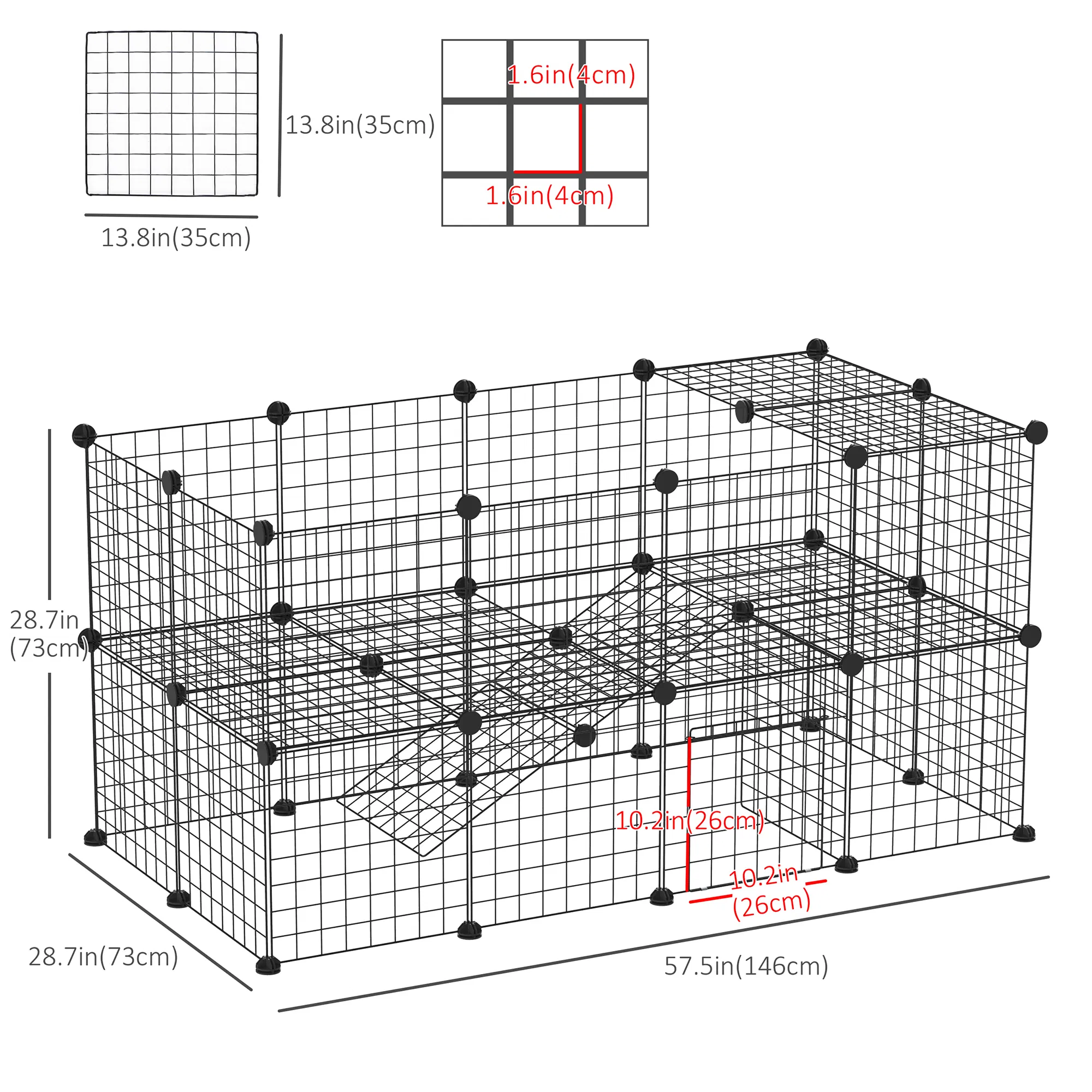 40 Pcs Small Animal Cage Bunny Hutch Portable Metal Wire with Ramps fo - Image 3