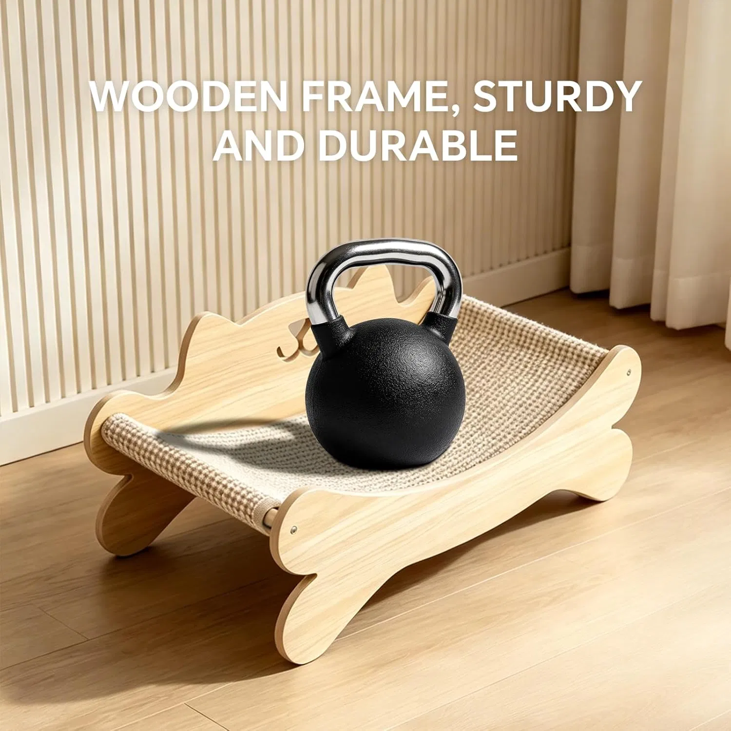 Cat Scratcher Bed for Indoor Cats Kitten Bed Cat Hammock with Solid Wo - Image 3