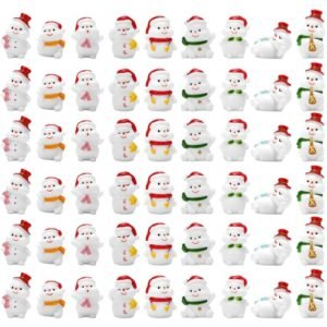 45Pcs Christmas Mini Resin Snowman 9 Styles Mini Figuriness With Hat Xmas Miniature Snowman For Festival DIY Village ...