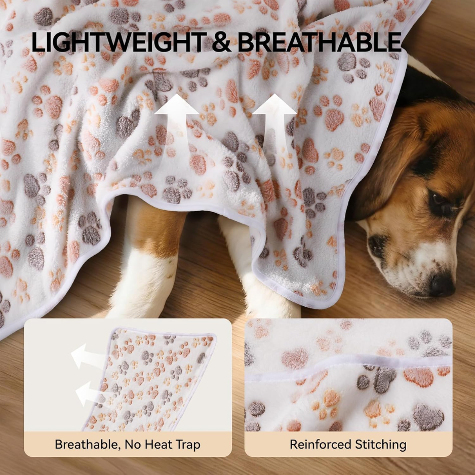 3 Pack Soft Fleece Dog Blankets, Warm & Fluffy Pet Throws - Image 2