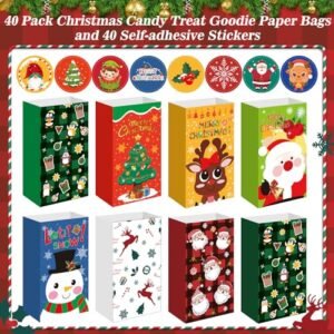 Christmas Gift Bags40Pack Xmas Goody Bags With StickersSmall Candy Treat Bags For Kids, Holiday Cookies Goodies Wrapp...