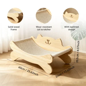 Cat Scratcher Bed for Indoor Cats Kitten Bed Cat Hammock with Solid Wo