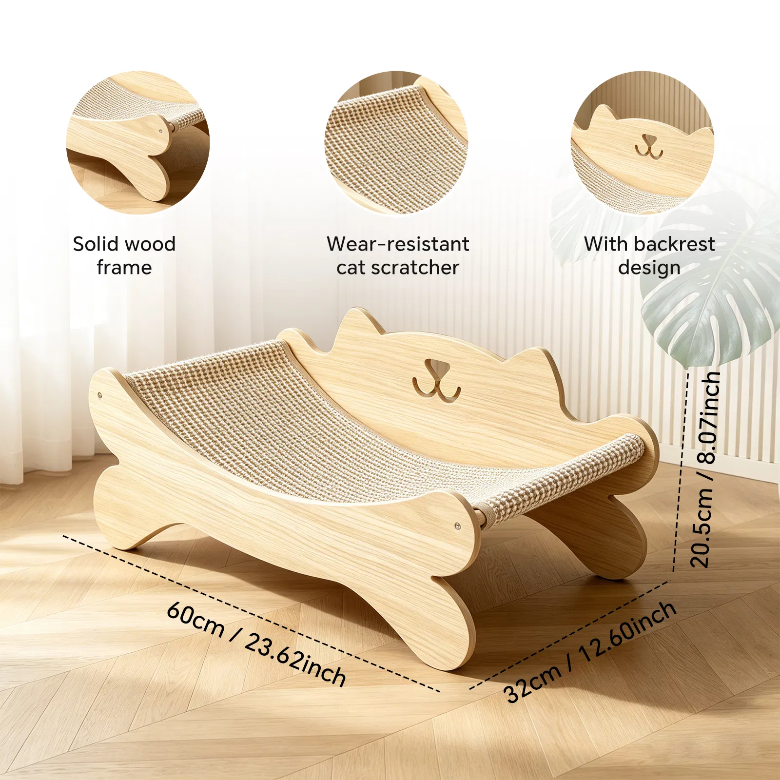 Cat Scratcher Bed for Indoor Cats Kitten Bed Cat Hammock with Solid Wo