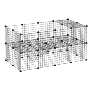 40 Pcs Small Animal Cage Bunny Hutch Portable Metal Wire with Ramps fo