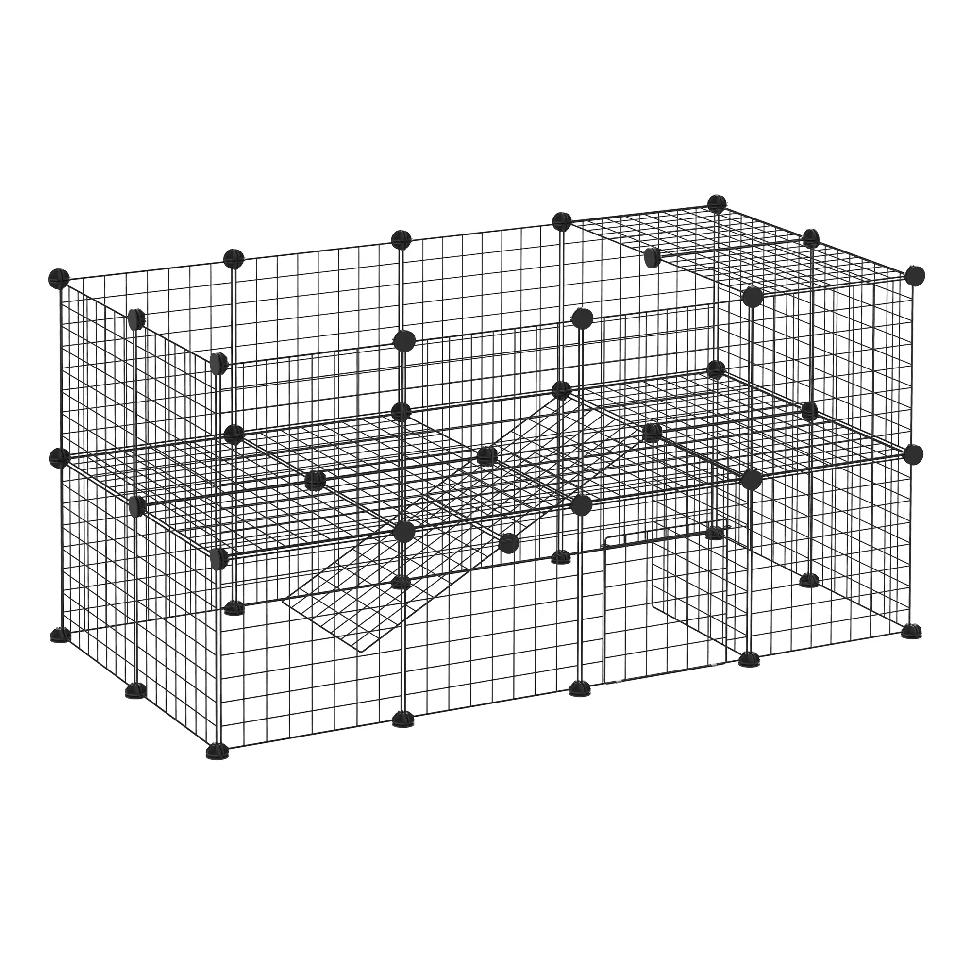 40 Pcs Small Animal Cage Bunny Hutch Portable Metal Wire with Ramps fo
