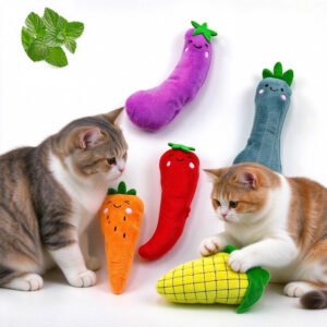 5 Pack Vegetable Catnip Plush Toys, Cute Kicker Chew Toys For Indoor C