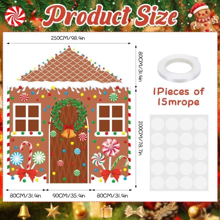 4 Pcs Christmas Gingerbread House Door Cover Decorations Gingerbread Door Cover Christmas House Backdrop For Xmas Hol...