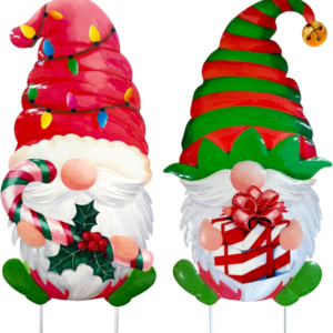 2Pcs 23 Christmas Gnome Yard Stakes, Waterproof Outdoor Holiday Decor