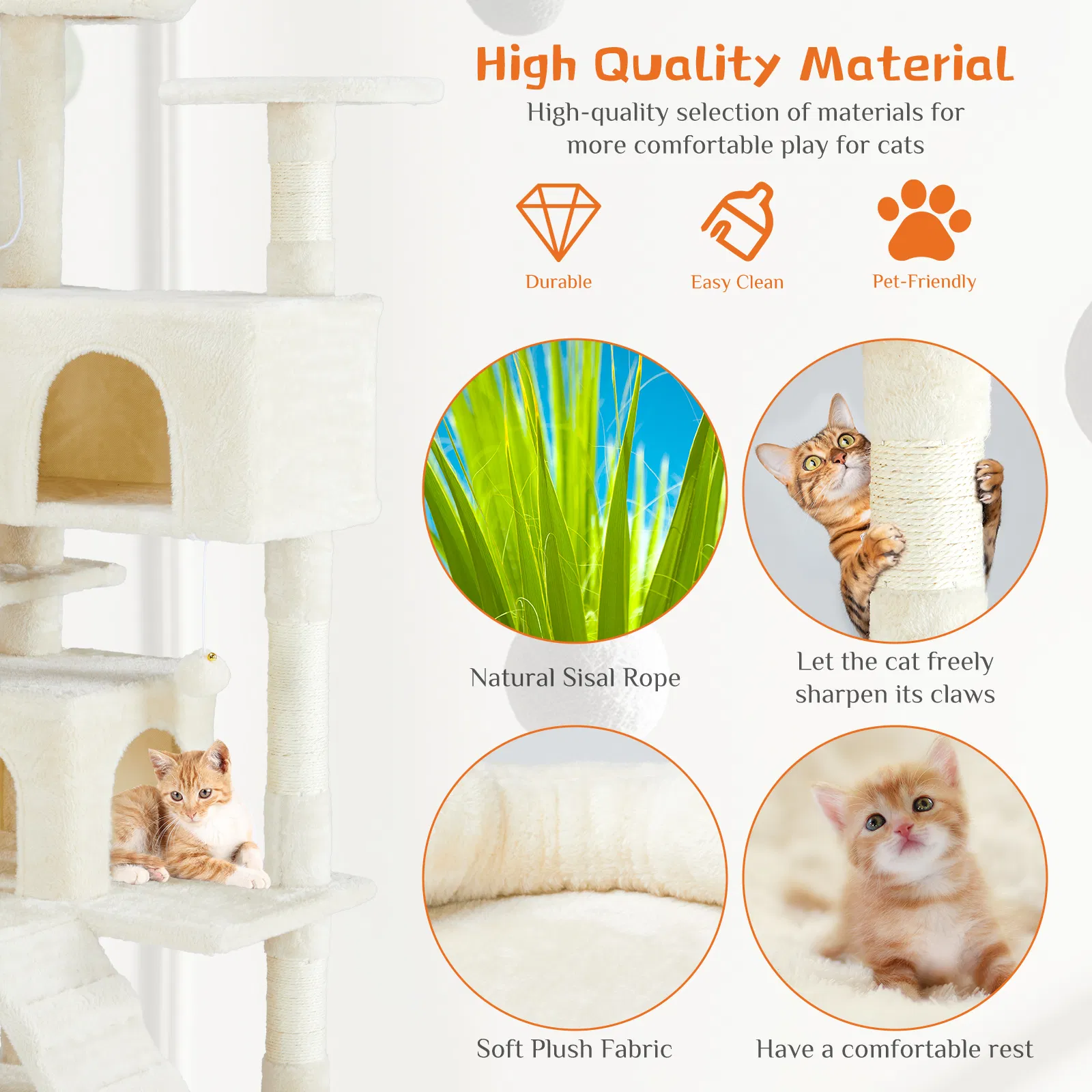 Multi-functional cat tree house cat climbing frame, lounge and recreat - Image 6