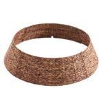 Handwoven Christmas tree collar in brown, rustic holiday decor