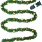 Pre-lit artificial Christmas garland stored properly in loose loops
