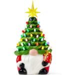 Glowing 12-inch gnome ceramic Christmas tree with 60 LED lights